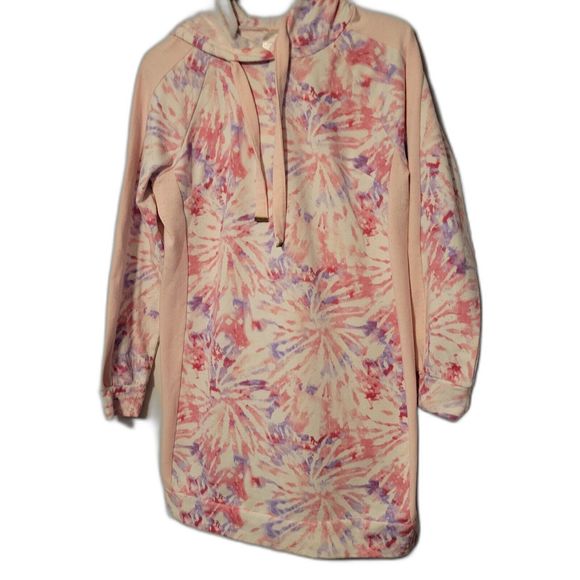No Boundaries Sweatshirt Dress/ Robe size LG (11-13) Hooded, Pink Floral - Picture 1 of 6